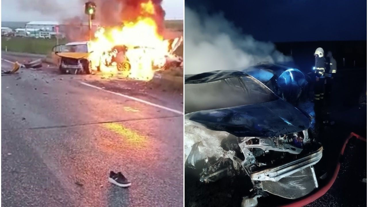 Silvan Lice yol ayrımında kaza: Araçlar cayır cayır yandı, 8 yaralı