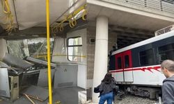 Metro raydan çıkarak duvara çarptı