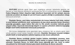 Diyarbakır Barosu: Bu tehdit diline boyun eğmeyeceğiz