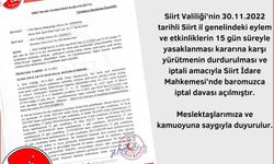 Siirt Barosu Valiliğin yasak kararını yargıya taşıdı