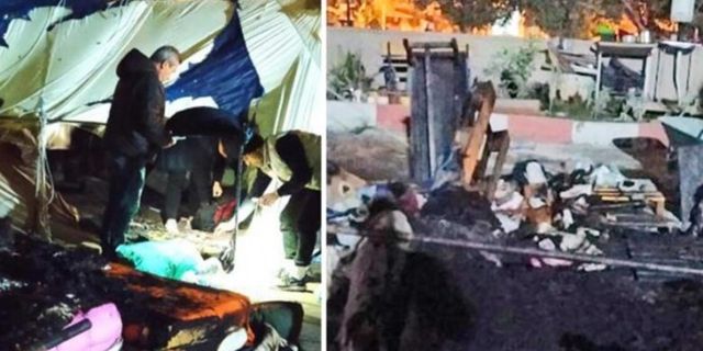 Depremzedelerin kaldığı çadırda çıkan yangında 1 çocuk yaşamını yitirdi