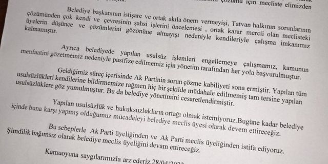Bitlis’te AK Partili meclis üyeleri istifa etti