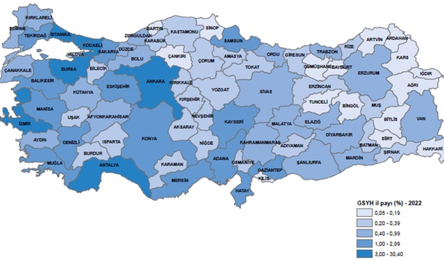 İl Bazında Gayrisafi Yurt İçi Hasılada İstanbul ilk sırada
