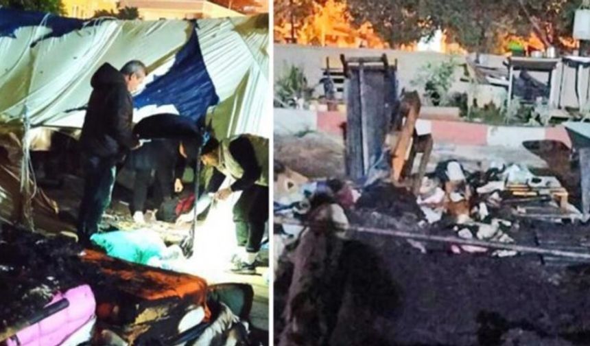 Depremzedelerin kaldığı çadırda çıkan yangında 1 çocuk yaşamını yitirdi