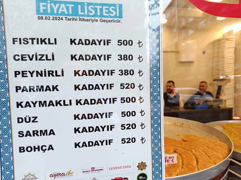 Diyarbakir Kadayifi Fiyat Uctu